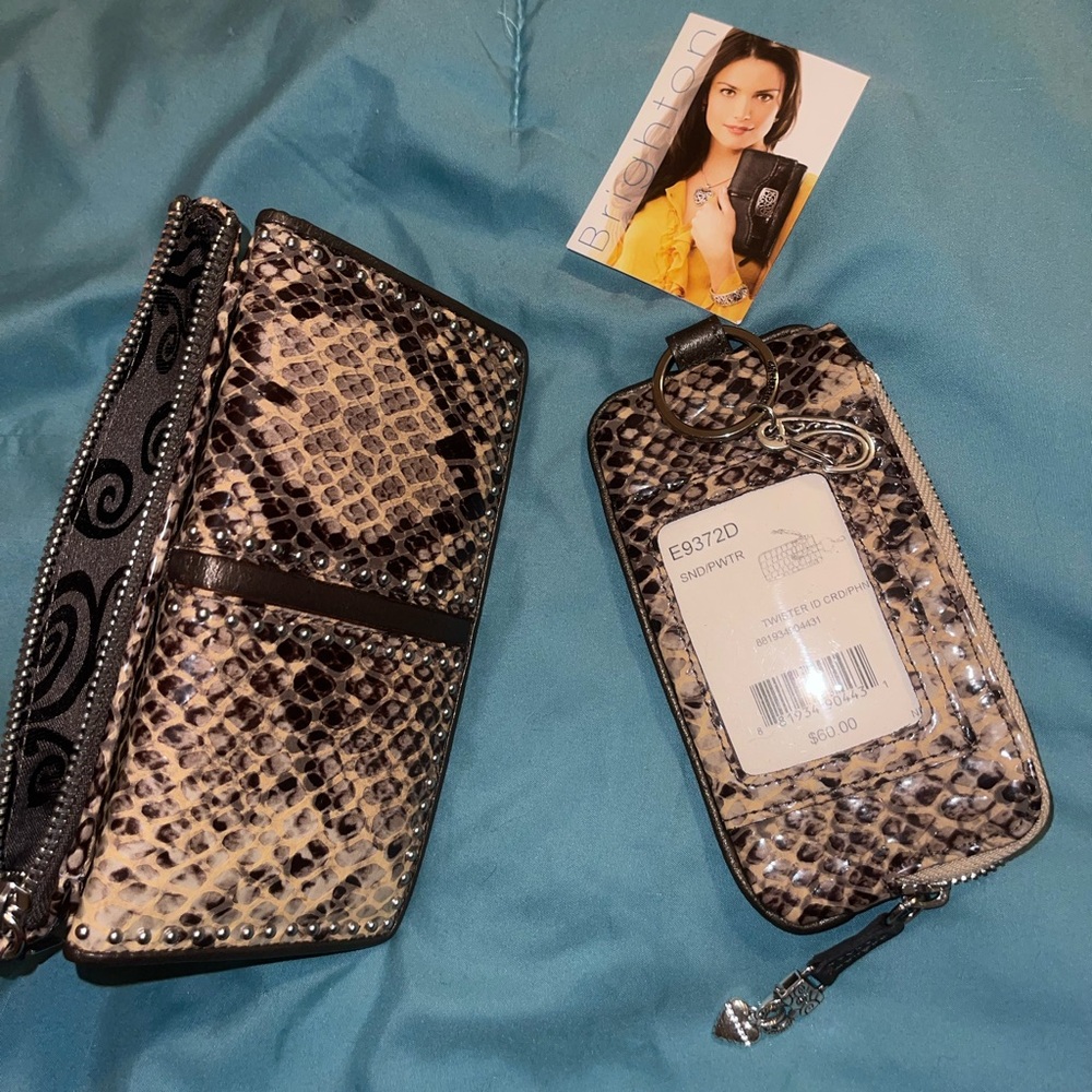 Brighton faux python snap wallet and all-in-one key case